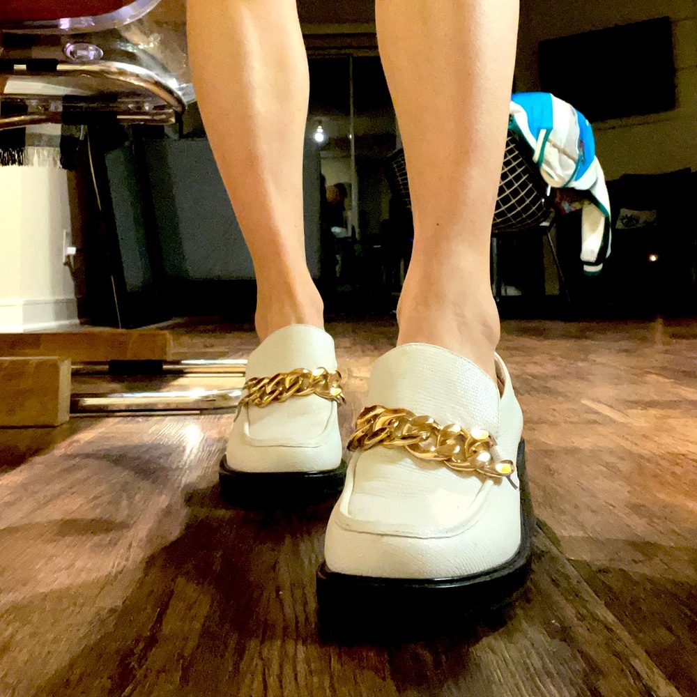 Aqua white loafers
